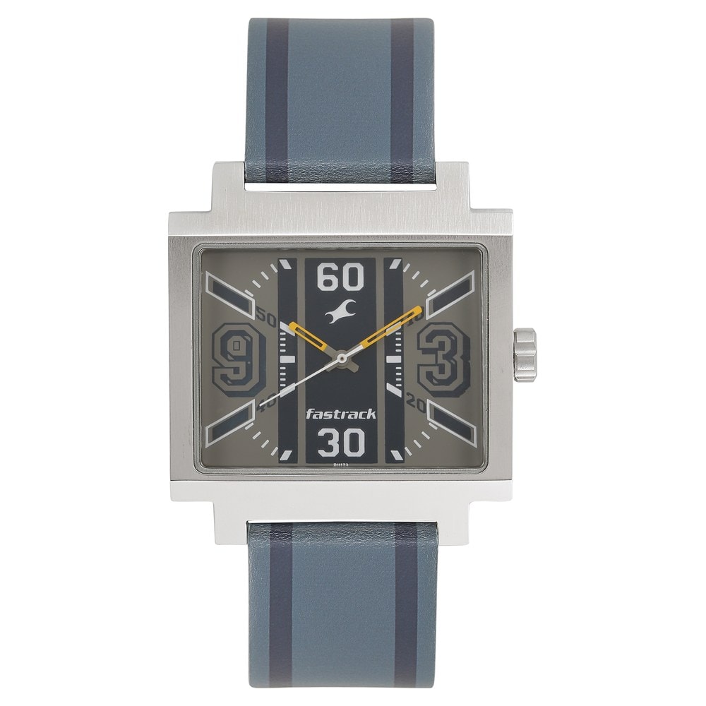 Titan Fastrack Varsity Grey Dial Analog Watch for Men with Leather strap -  3180SL02