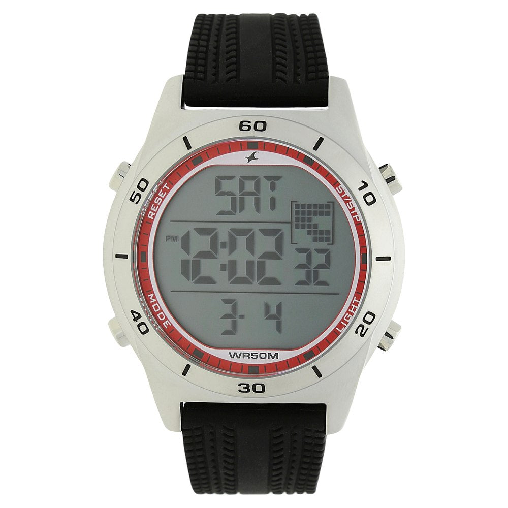 Titan Fastrack Black Strap Digital Watch for Men with Silicone Strap - 38033SP01
