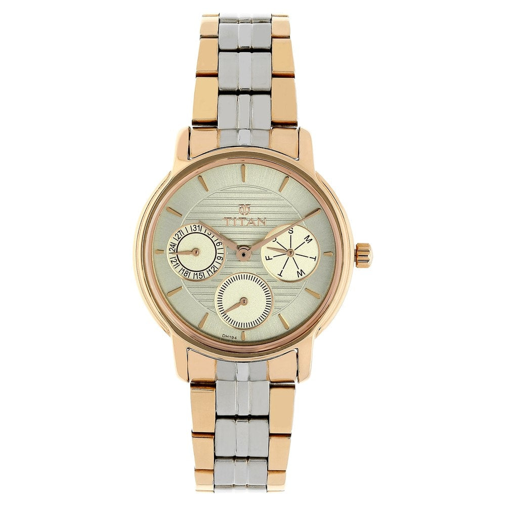 Titan Neo Workwear Women's Watch with Beige Dial and Stainless Steel Strap 2589KM01
