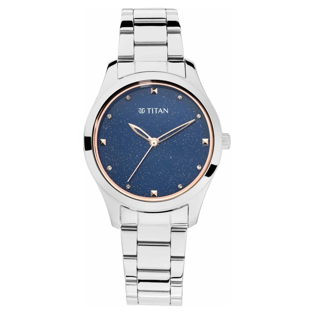 Titan Sparkle Women's Watch Blue Dial, Metal Strap 2596SM01