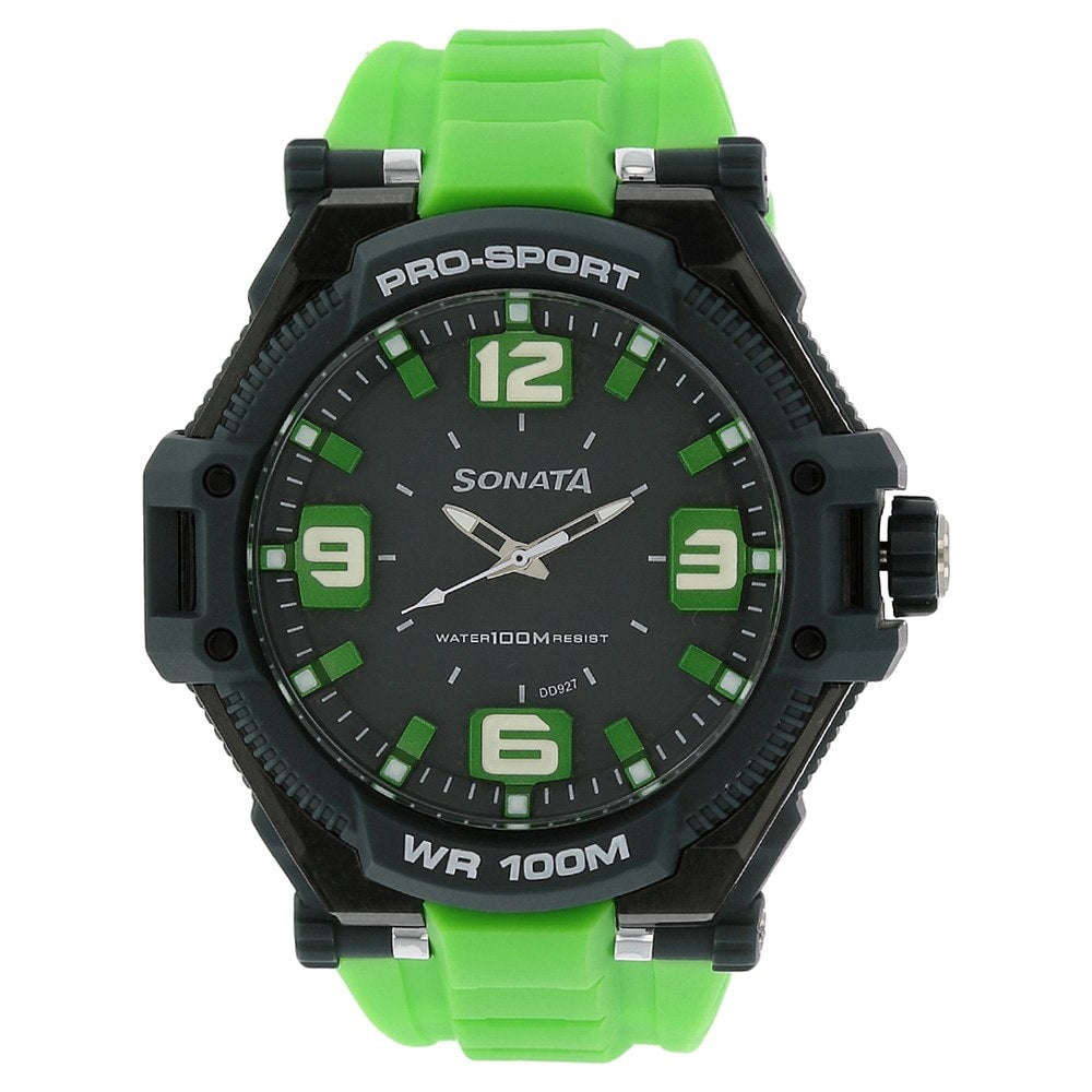 Titan Sonata Ocean Series Men's Watch with Grey Dial Analog Watch and Green Plastic Strap 77029PP02