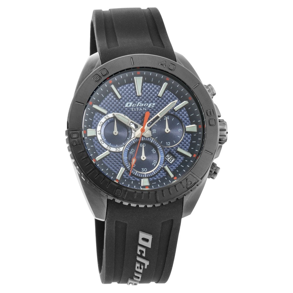 Titan Men's Watch Blue Dial, Silicone Strap  Chronograph 90115KP03
