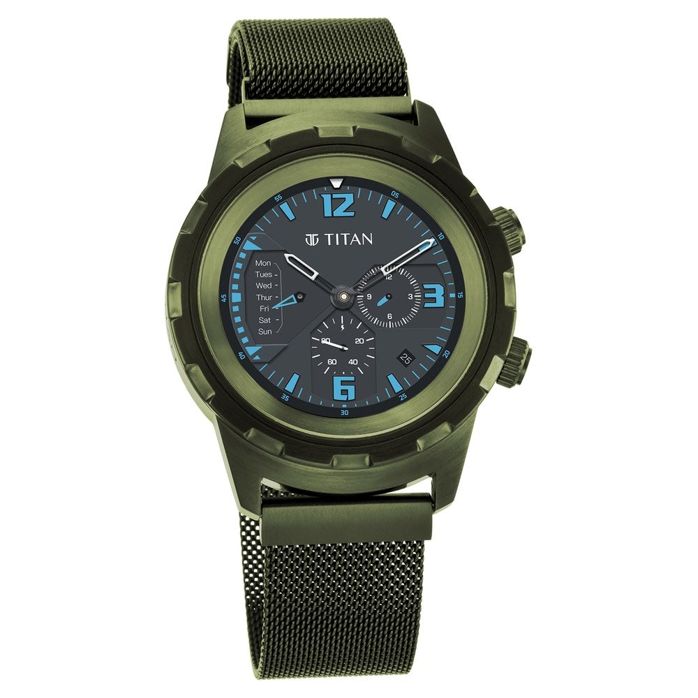 Titan Connected X Unisex Watch Khaki Green Hybrid Smart 90116QM01